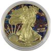 Image 1 : 2018 USA 1oz Coloured & Gilded .999 Fine Silver Eagle (TAX Exempt).