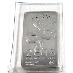 2013 Year of the Snake 10oz .999 fine silver bar ( Tax Exempt)