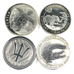 2014-2019  1oz .999 fine silver coins ( Tax Exempt): 2014 Australian saltwater crocodile, 2017 Barba