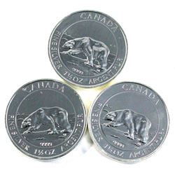 3x 2013 Canada $8 Polar Bear Proof 1.5oz Fine Silver (No Tax)-toned. 3pcs