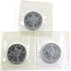 1994,1995 & 1996 Canada 1oz .999 fine silver Maple leaf coins ( Tax Exempt) 3pcs