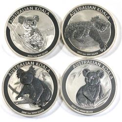 2012, 2015,2018 & 2019 Australian $1  1oz Koala .999 fine silver ( Tax Exempt) 4pcs