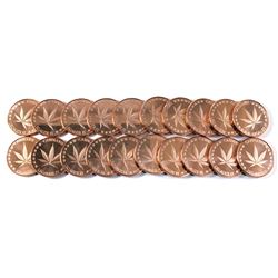 20x Pure Copper - 1oz .999  Cannabis "Legalize it" Fine Copper coin (Tax Exempt) 20pcs