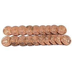 *19x 1oz .999 Fine Copper Rounds in Tube - 10x Fire Department & 9x Police. 19pcs (TAX Exempt)