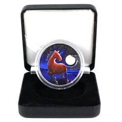 2014 Royal Mint Lunar Horse 1 oz. Silver Sunset and Night Coloured coin. Coin comes encapsulated wit