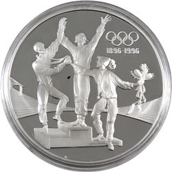 1896-1996 Olympic Centennial 1993 Australia $20 Podium Celebration Sterling Silver Coin.