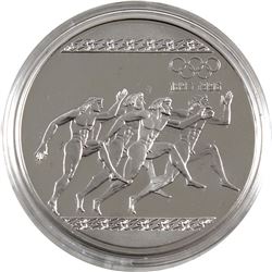 1896-1996 Olympic Centennial 1996 Greece 1000 Drachma Running Sterling Silver Coin.