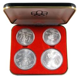 1973 Canada Montreal Olympics $5 & $10 4-coin Sterling Silver Set in Original  leatherette display .