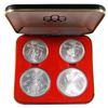 Image 1 : 1973 Canada Montreal Olympics $5 & $10 4-coin Sterling Silver Set in Original  leatherette display .