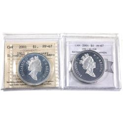 2001 National Ballet of Canada Proof Dollar & 2001-1911  anniversary Silver proof Dollar  Certified 