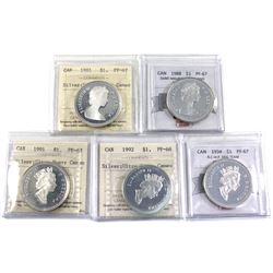 1981-1994 Canada Proof commemorative silver dollars Certified PF-67 Ultra Heavy Cameo. Dates include