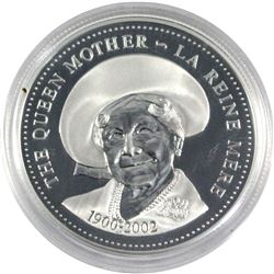 2002 Canada Queen Mother Proof Sterling Silver Dollar. Coin comes encapsulated.