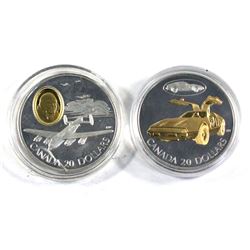 1990 Canada $20 The Avro Lancaster Bomber Sterling Silver coin &  2003 Canada $20 Transportation Car