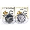 Image 1 : 2014 Canada $10 O Canada Series Canadian Cowboy & Down by the old maple tree Fine silver coins ( Tax