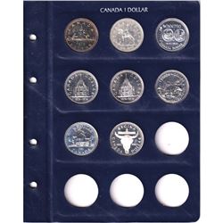 1972-2012 Canada commemorative silver dollars in lighthouse vista album. Dates include 1972,1973,197