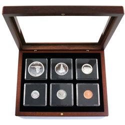 1967 Silver Proof-Like year set in mahogany finish display case.