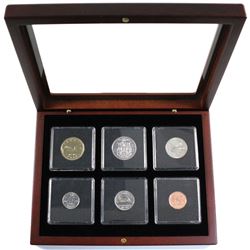 1992 Nickel Proof-Like year set in mahogany finish display case.