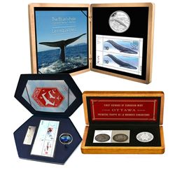 3x 2008-2010 Canada Coins and Stamp sets, Lot includes:  2008 Royal Canadian Mint 100th Anniversary 