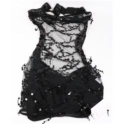 PEECABOO 1PC WOMENS BLACK SHEER/ EMBELLISHED HALTER