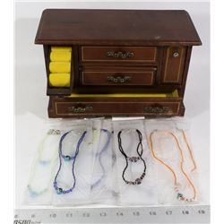 VINTAGE WOOD MUSICAL JEWELRY BOX SOLD WITH