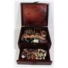 Image 1 : ROSEWOOD JEWELRY BOX FULL OF JEWELRY