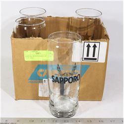 SAPPORO BEER GLASSES- SET OF 4 - 7 1/4" TALL-
