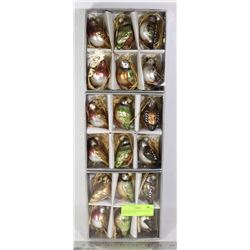 CHRISTMAS ORNAMENTS-GLASS BIRDS (SET OF 18)