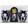 Image 1 : ANTIQUE CHINA FLORAL TABLE CLOCK AND 2 MATCHING