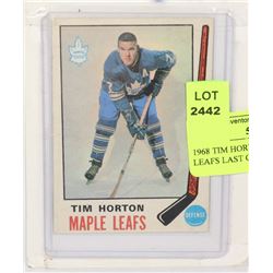 1968 TIM HORTONS HOCKEY CARD LEAFS LAST CUP SPORTS