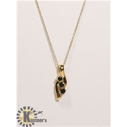 #139-DARK BLUE TOPAZ PENDANT + NECKLACE