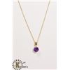 Image 1 : #136-AMETHYST PENDANT + NECKLACE