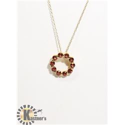 #133-RED GARNET PENDANT & NECKLACE