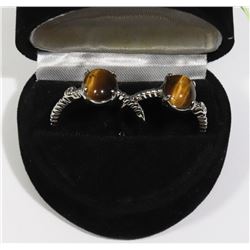 PAIR OF WOMEN NATURAL TIGER EYE RING