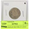 Image 1 : 1903 CANADIAN SILVER 25 CENT COIN