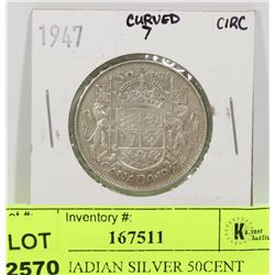 1947 CANADIAN SILVER 50CENT COIN