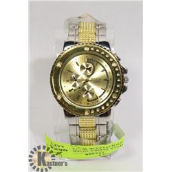 NEW MEN'S ROSRA QUARTZ STEEL/GOLD LOOK WATCH