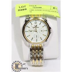 NEW MEN'S ORLANDO STEEL/GOLD LOOK WATCH