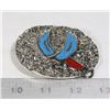 Image 1 : BELT BUCKLE- SSI VINTAGE EAGLE WITH TURQUOISE
