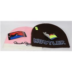 TWO NEW HUSTLER TOQUES (ONE PINK, ONE BROWN)