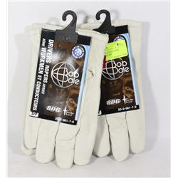 TWO NEW BOB DALE LEATHER WINTER LINED GLOVES
