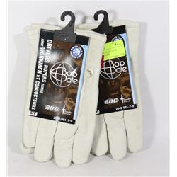 TWO NEW BOB DALE LEATHER WINTER LINED GLOVES
