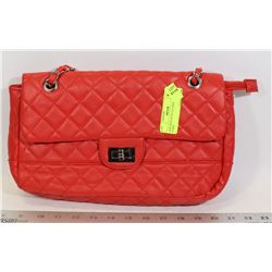 NEW RED FAUX LEATHER WOMENS PURSE