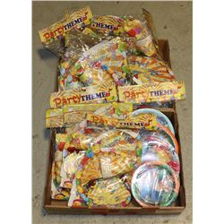 TWO FLATS OF BIRTHDAY SUPPLIES