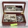 Image 1 : ESTATE CHERRY JEWELRY BOX WITH JEWELRY