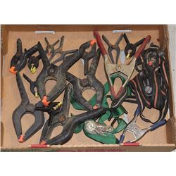 FLAT OF ASSORTED CLAMPS AND RATCHET STRAPS