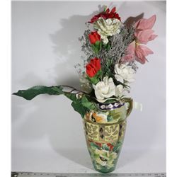 BEAUTIFULLY PAINTED JAPANESE VASE W/FLOWERS