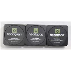 THREE TUBS OF HEADGEAR HIGH PERFORMANCE FOR MEN