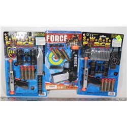THREE POLICE THEM TOY GUN SETS
