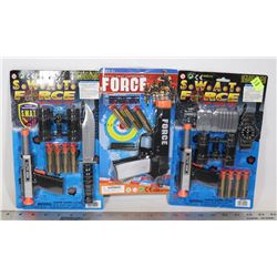 THREE POLICE THEM TOY GUN SETS