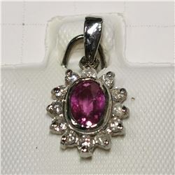 14K WHITE GOLD PINK SAPPHIRE(0.6CT) DIAMOND(0.18CT